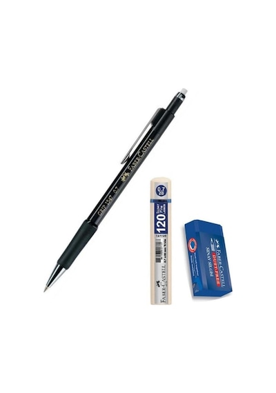 Uçlu Kalem Siyah 0.7 Grip 1347 Faber 120 Li Uç Ve Sınav Silgisi Versatil Uçlu Kalem 0,7 1 Adet Siyah