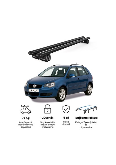 Pençe Volkswagen Polo 2001-2009 Uyumlu Siyah Ara Atkı 109cm Port Bagaj Tavan Barı