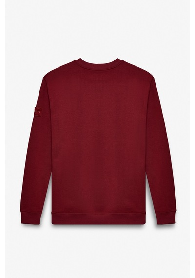 Grimelange OLLIE  Erkek Bisiklet Yaka Regular Uzun Kollu Nakış Detaylı Bordo Sweatshirt