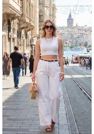 Lela Bayan Pantolon 668yp5429 Beyaz Beyaz