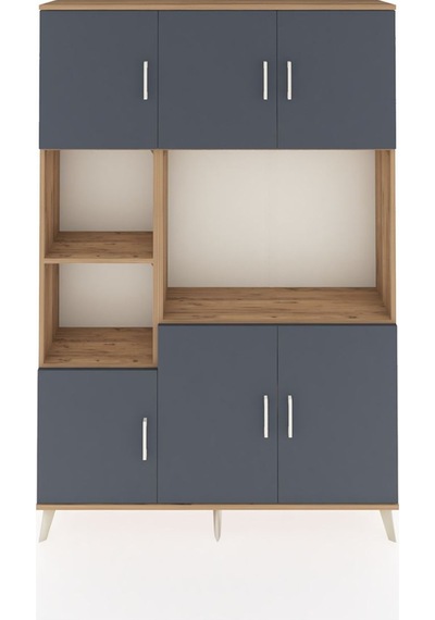 Arges Dolap 9 Raflı 6 Kapaklı 132x30x195 Çam-antrasit/çam Çam