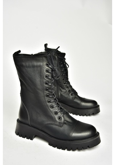 Fox Shoes T555054503 Siyah Hakiki Deri Alçak Topuklu Kadın Bot Siyah-hakiki Deri Siyah