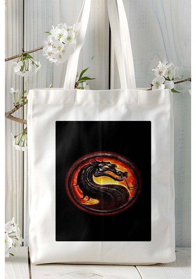 Art Hediye Mortal Kombat Oyun Baskılı Bez Çanta Omuz Çantası Kişiye Özel Model 18 Çok Renkli
