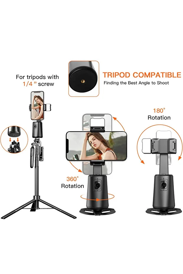 Gimbal Yüz Takip Telefon Sabitleyici 360 Video Canlı Yayın Akıllı Tripod Direk Bağlantı