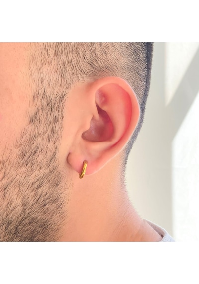 FerizZ Altın Kaplama 1,5 CM Halka Küpe UNK-709 Beyaz