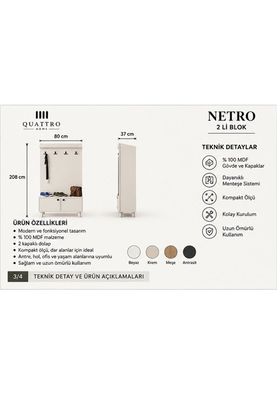 Netro Vestiyer Beyaz