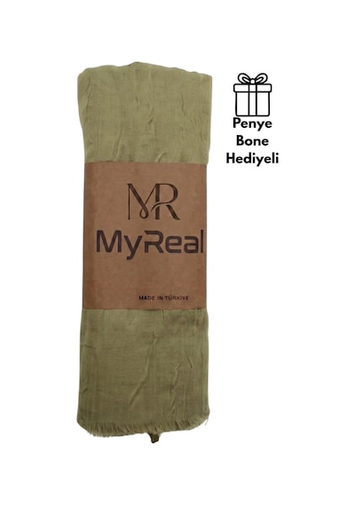 Myreal Bambu Kraş Şal Fıstık Yeşili - Ütü Gerektirmeyen Doğal Doku 90x200 Cm