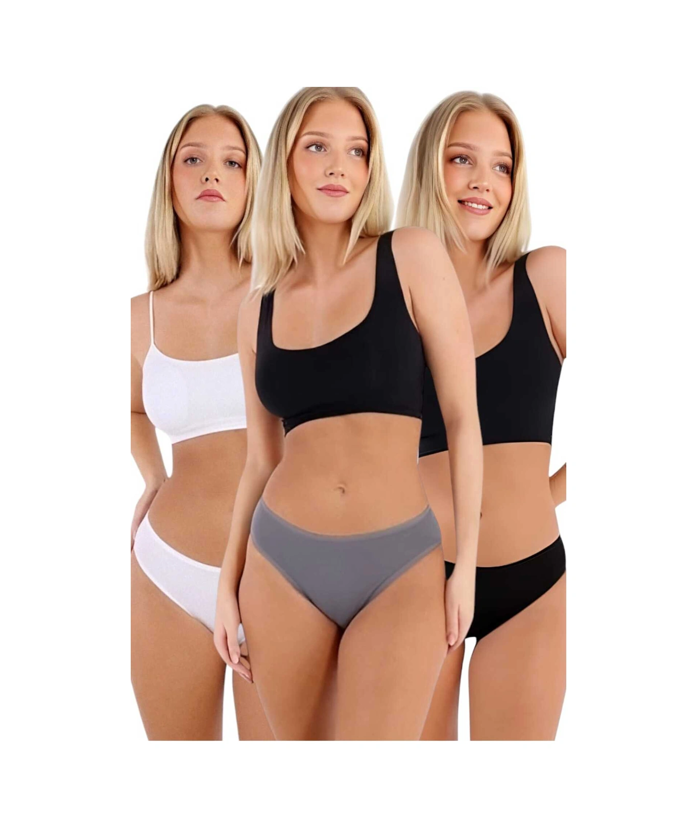 Tezzgelsin Kadın Pamuklu Penye Süprem Kumaş Bikini Külot Kadın Bikini Külot 3 Renk Beyaz - Gri - Siyah