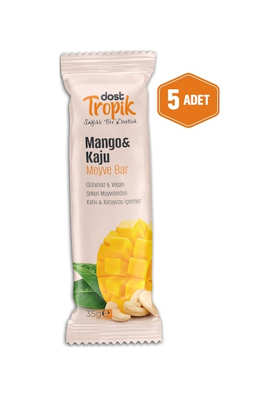 Mango Ve Kaju Aromalı Meyve Bar 35 G Meyve İçeren Pratik Atıştırmalık 5 Adet