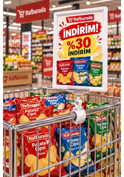 A4 Mandallı Etiketlik - Sepet, Stand, Çerçeveli Etiket Mavi-5 Adet