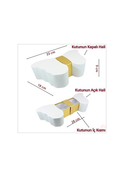 Kelebek Kutu, 33 X 18 X 9 Cm - Beyaz, 1 Adet