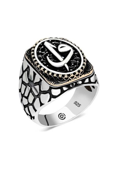 Gumush 546038629 Gümüş Elif Vav Oval Erkek Yüzük