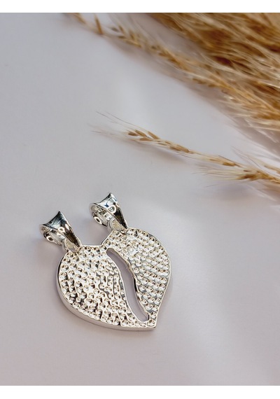 925 Ayar Gümüş Love Çift Best Friends Tasarım Unisex Kolye Ucu Gümüş