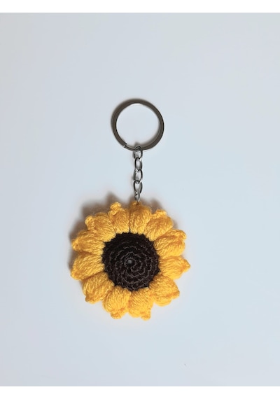 El Örgusu Amigurumi Aycicegi 2li Anahtarlık Sarı