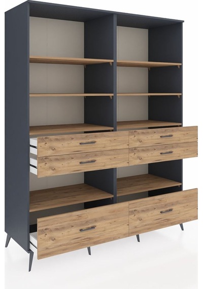 Kronos Gardrop 8 Raflı 6 Çekmeceli 176x59x221 Antrasit-çam Çam Kronos Gardrop 8 Raflı 6 Çekmeceli 176x59x221 Antrasit-çam Çam