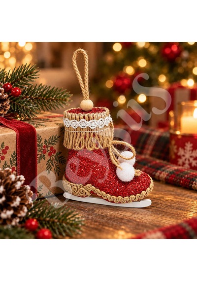 Yılbaşı Ağacı Süsü Kırmızı Paten 12 Cm