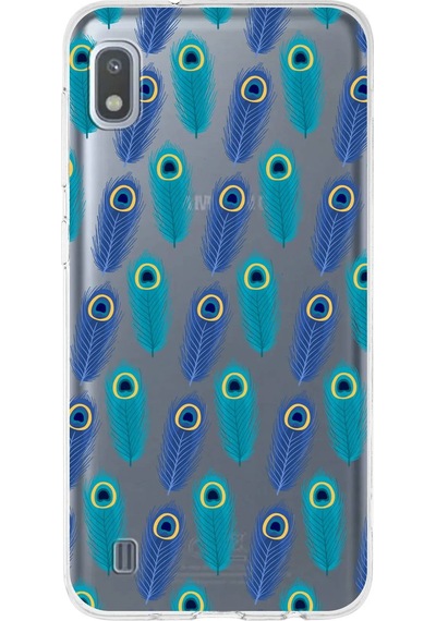 Samsung Galaxy A10 İle Uyumlu 1mm Slim Fit Nazar Boncuğu 4 Baskılı Şeffaf Kılıf Şeffaf