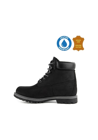 Hush Puppies Empresa 725039 Gerçek Deri, Anatomik, Waterresist Kadın Bot Siyah Siyah