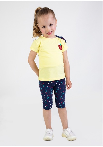 Harika Kids Kız Bebek Kaprili Kısa Kollu Apolet Baskılı Yazlık Basic Alt-üst Takım 6-24 Ay 001