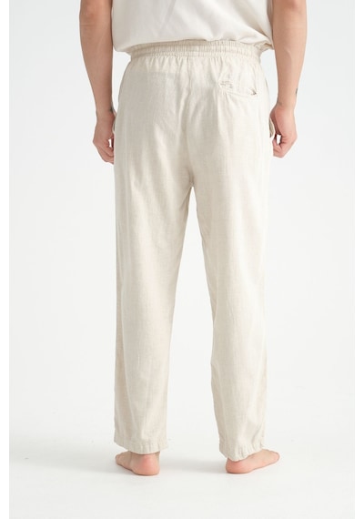 Redline Luxe Erkek Baggy Keten Karışımı Rahat Pantolon Bol Paça Yeni Sezon Bej