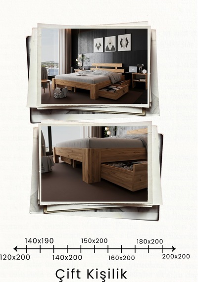 Lotus 4 Çekmeceli Çift Kişilik Mdf Karyola