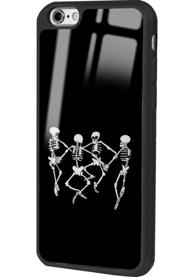 Apple Uyumlu iPhone 6 - 6s Dancer Skeleton Tasarımlı Glossy Telefon Kılıfı Siyah