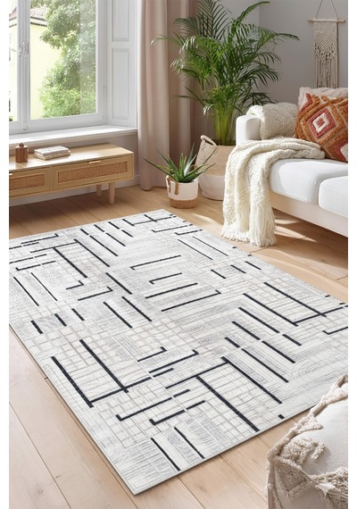 Villadia Home Textile Kaymaz Taban Modern Desen Halı Yolluk Leke Tutmaz Kolay Temizlenir Koridor Salon Yatak Mutfak Odası Vd4023lacivert Lacivert