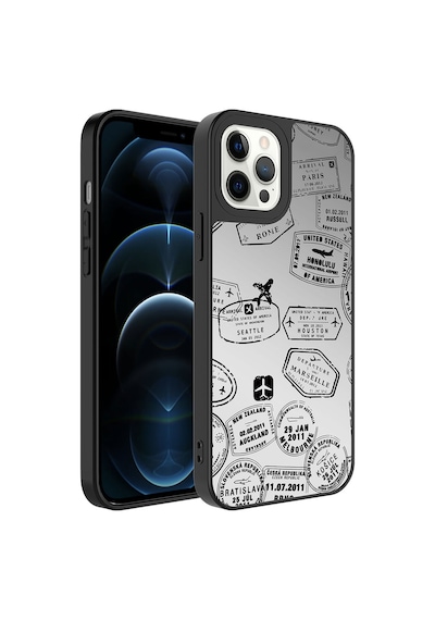 Apple Uyumlu iPhone 12 Pro Max Uyumlu Aynalı Desenli Kamera Korumalı Parlak Zore Mirror Kılıf-seyahat Seyahat -