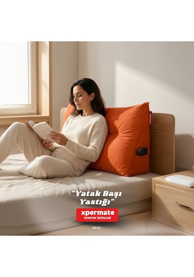 Yatak Başı Yastığı Sırt ve Bel Destek Yastığı 120 CM Yaslanma ve Dinlenme Yastığı Turuncu