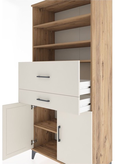 Hyperion Dolap 4 Raflı 2 Çekmeceli 2 Kapaklı 88x44x195 Çam-ay... Çam
