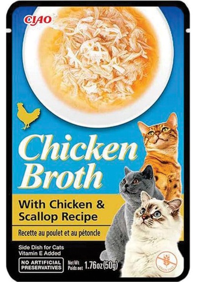 4 Adet Ciao Chicken Broth Tavuk Sulu Ve Deniz Taraklı Kedi Çorbası 50 Gr