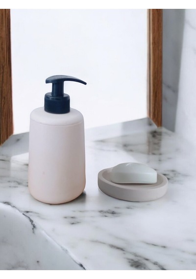 Marble Beyaz Banyo Seti,sıvı Sabunluk Diş Fırçalığı Beton Aksesuar Takımı Gri
