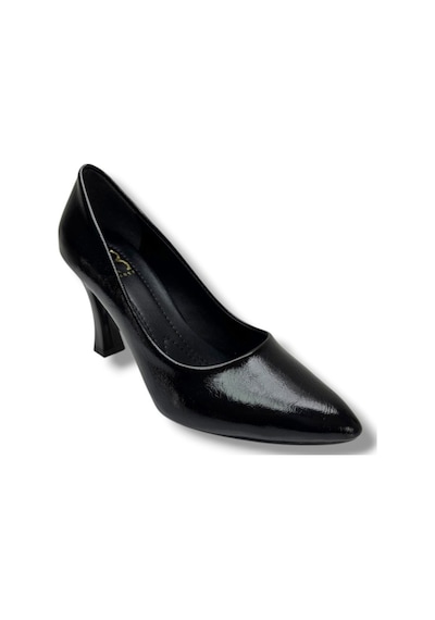 C-shoes 349-26 Kırışık Rugan Deri Kadın Stiletto Siyah