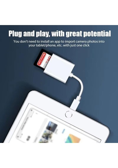 Ga27 İ-os İ-pad Ve İ-phone Uyumlu 8 Pin Lighting Çevirici Adaptör Micro Sd Ve Sd Kart Okuyucu 8 Pin