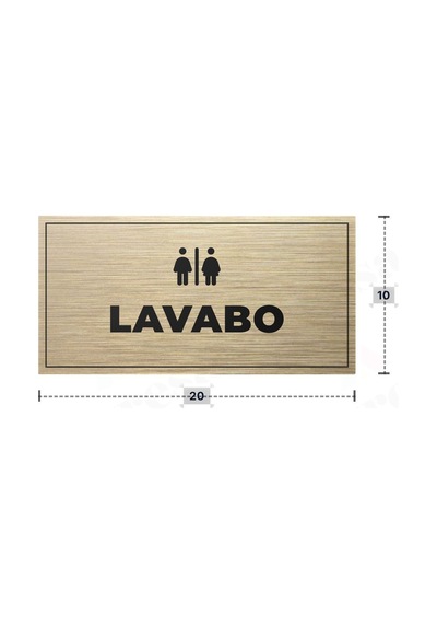 Lavabo Yazılı - Metal - Gold Renk - Kapı İsimliği - 20x10 Cm