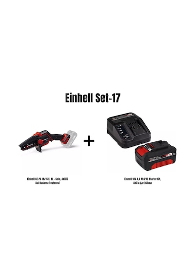 Einhell Set-17 GE-PS 18/15 Li Bl - Solo Akülü Dal Budama Testeresi + Einhell 18V 4AH Pxc Starter Kit Akü & Şarj Cihazı