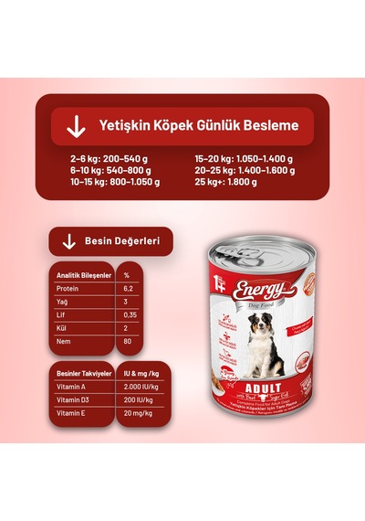 Energy Sığır Etli Yetişkin Yaş Köpek Maması 400 G - 6 Adet