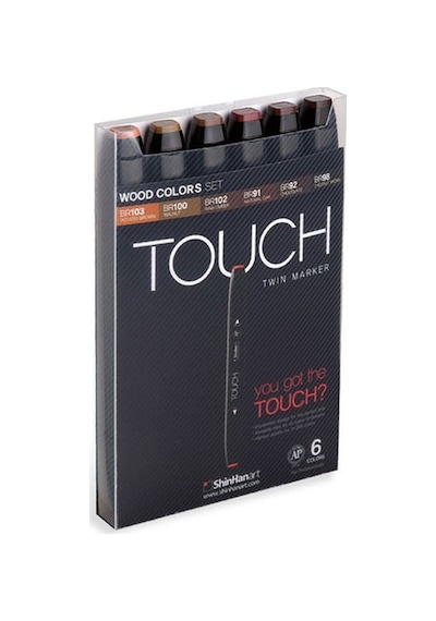 Touch Twin Marker Seti 6 Renk Ahşap Renkleri