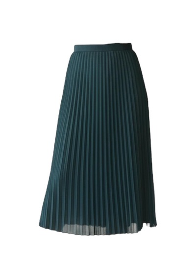 Eren Style Pileli Pamuklu Dokuma Viskon Kışlık Etek 95 Cm - 38-48 Zümrüt Yeşili