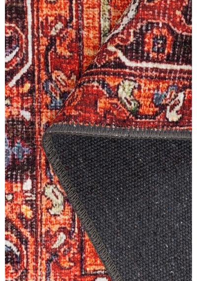 Artloop Relic Turuncu Vintage Klasik Madalyon Desenli Dokuma Tabanlı Şönil Halı Al 569