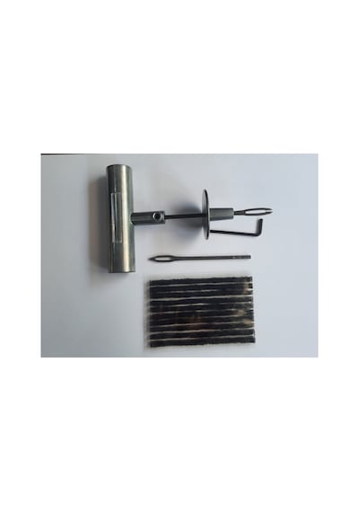 Dubleks Lastik Tamir Seti: 1 Metal Zamak Fitil Atma Aleti, 10 Adet 3x100mm Kısa Fitil Ve Yedek Uç 10 Yama Yapar