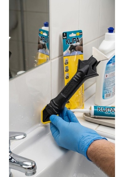 Kupa 5 Başlıklı Silikon Çekme Ve Kazıma Aparatı, Paslanmaz Metal Raspalı Derz Mastik Temizleyic
