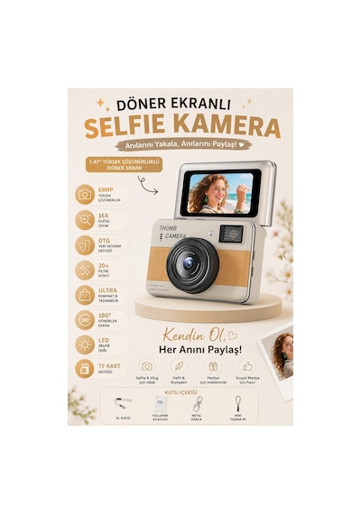 Robeve Y11 68mp Dijital Fotoğraf Makinesi 180 Döner Ekranlı Mini Selfie Kamera