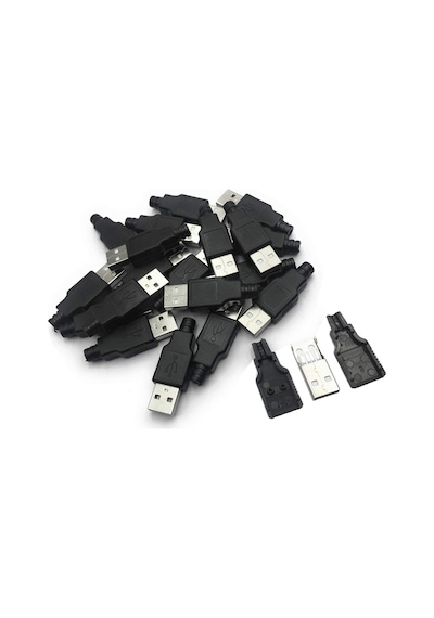 20 Adet 4pin 2.0 Usb Erkek Soket Plastik Kapaklı Usb Fiş Konektör