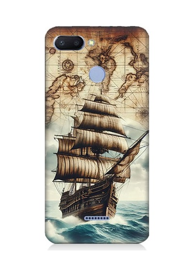 Xiaomi Redmi 6 Uyumlu Haritada Yelkenli Macera Desenli Silikon Kılıf Çok Renkli