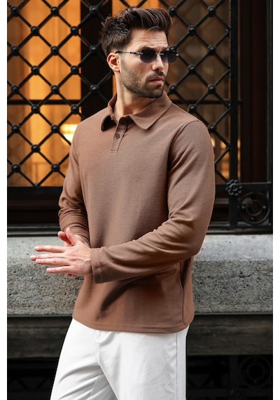 Madmext Vizon Gömlek Yaka Dokulu Regular Fit Erkek Sweatshirt E7203