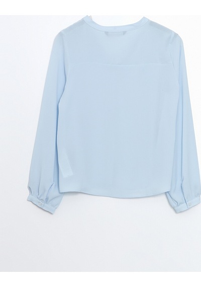 Lcwaıkıkı Classic Mavi Kaçık Yaka Oversize Kadın Bluz