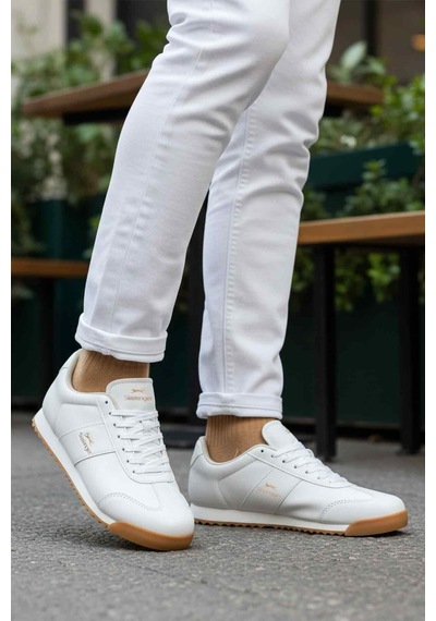 Slazenger Beyaz Bağcıklı Kaymaz Taban Erkek Sneaker Band M Beyaz