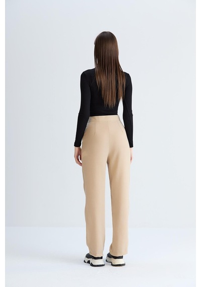 Sortie Collection Kemeri Cırtlı Keten Pantolon Vizon-vizon Vizon