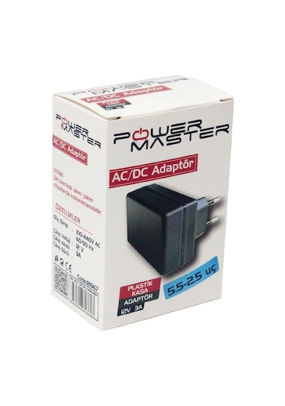 Powermaster 12v-3a Priz Tipi Adaptör 5.5x2.5mm Jak Fişli